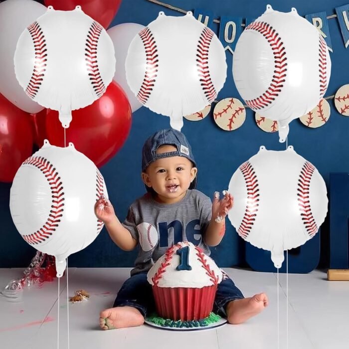 White Baseball sports Foil Balloon - Image 2