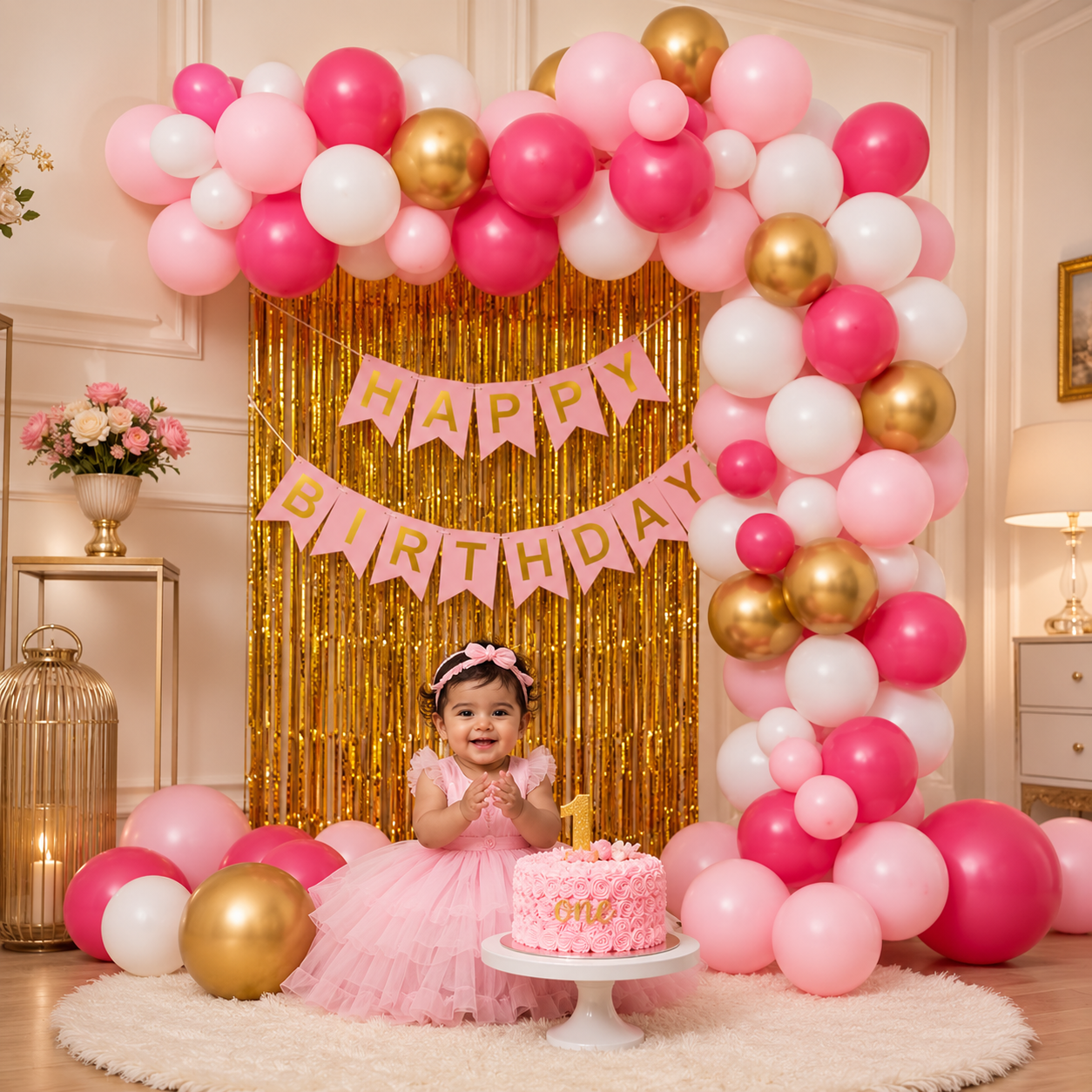 ChatGPT Image Jun 15, 2026, 11_16_00 AM Pink & Gold Birthday Decoration Package - Image 1