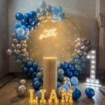 Premium Pastel & Chrome Balloon Ring Setup – Custom Birthday Decor with LED Name & Age