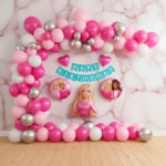 Barbie Theme Birthday Decoration Kit with Balloon Arch