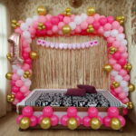 1st Birthday Balloon Decoration for Baby Girl