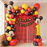 Minnie Mouse Theme Birthday Balloon Decoration Backdrop