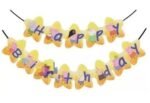 1pack Peppa Pig Happy Birthday Banner with Gold Star Kids Birth day Decoration - Image 2
