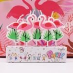 Pink & Green Flamingo Cake Topper Candles - Image 3