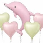 Set of 5 Dolphin Foil Balloon Bouquet | Pink Dolphin & Heart Shape Foil Balloon