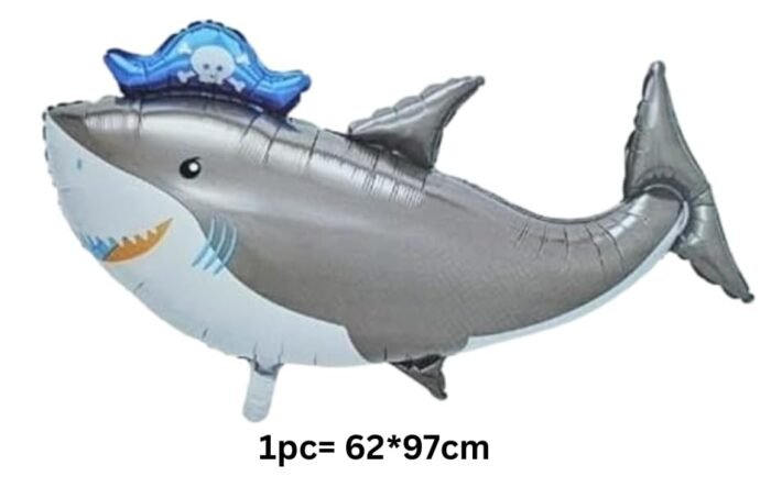 Set of 5 Shark Foil Balloon Pirate Theme Whale Fish Balloon - Image 2