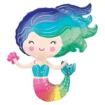 Rainbow Mermaid Foil Balloon for Birthday Decoration