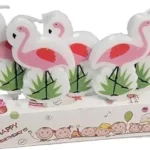 Pink & Green Flamingo Cake Topper Candles