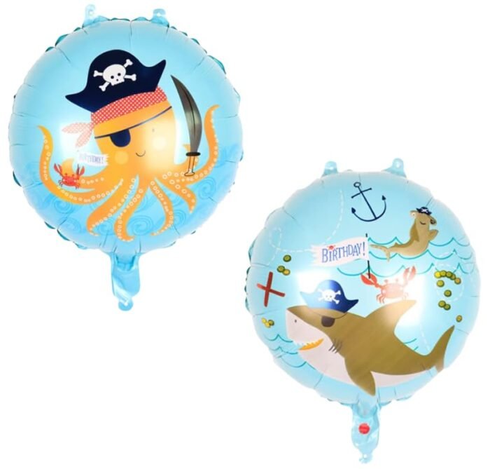 Set of 5 Shark Foil Balloon Pirate Theme Whale Fish Balloon - Image 5