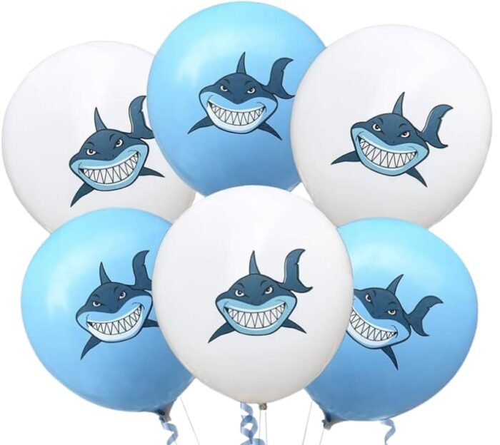 Set of 10 Shark latex Balloons - Image 2