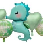 Set of 5 Pastel Color Seahorse Foil Balloonf