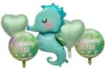 Set of 5 Pastel Color Seahorse Foil Balloonf