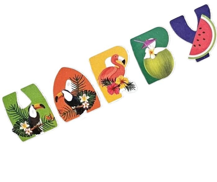 1pc HAPPY BIRTHDAY FLAMINGO FLAGS, banner with flamingo - Image 2