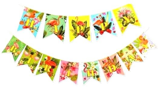 51Wguq5JMeL._SX522_ 1pc HAPPY BIRTHDAY FLAMINGO FLAGS, banner with flamingo - Image 1