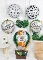 Set of 5 Jungle Safari Animal Theme Welcome Baby Foil Balloons - Image 2