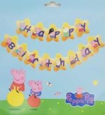 1pack Peppa Pig Happy Birthday Banner with Gold Star Kids Birth day Decoration - Image 3
