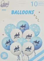 Set of 10 Shark latex Balloons - Image 3