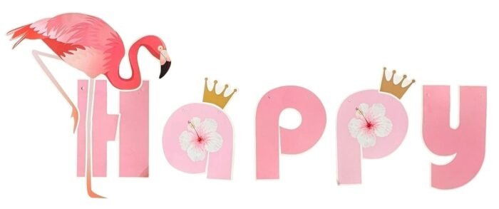 Flamingo Theme Happy Birthday Paper Banner - Image 2