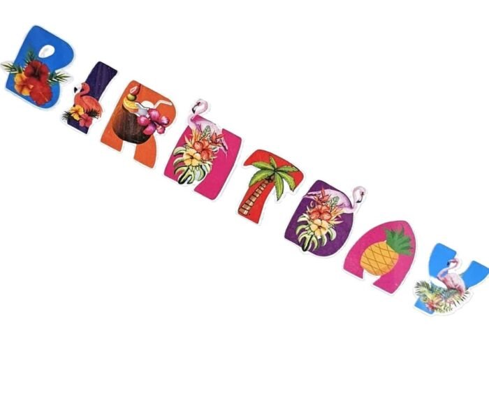 1pc HAPPY BIRTHDAY FLAMINGO FLAGS, banner with flamingo - Image 3