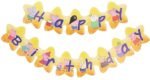 1pack Peppa Pig Happy Birthday Banner with Gold Star Kids Birth day Decoration