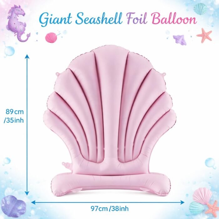 Giant Seashell Foil Balloon for Mermaid & Under the Sea Party Decoration - Image 3