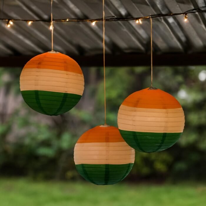 Tricolor Paper Lanterns for Independence Day & Republic Day Decoration - Image 3