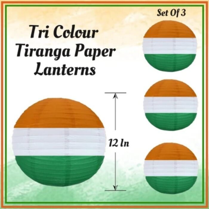 Tricolor Paper Lanterns for Independence Day & Republic Day Decoration - Image 5