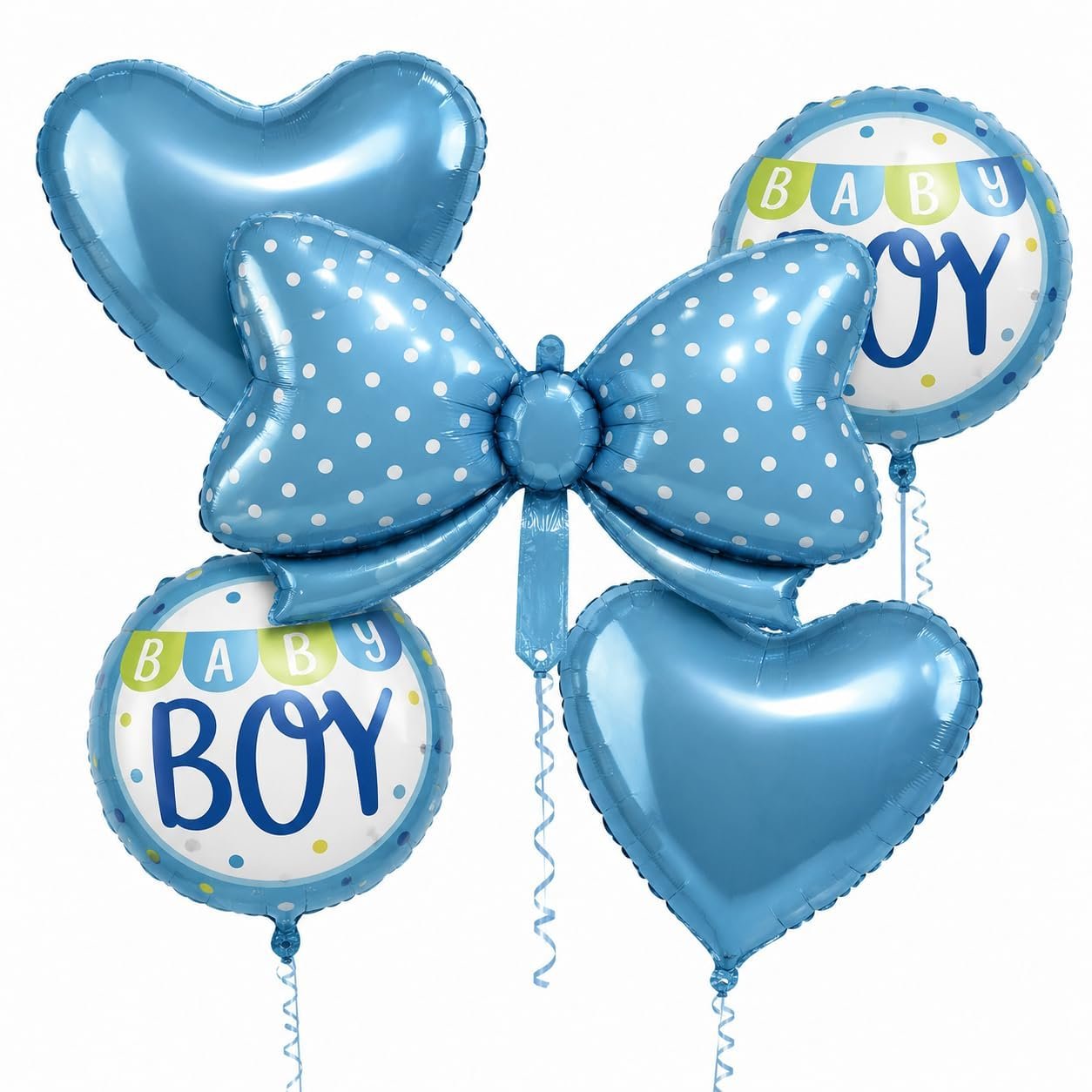 616GvLqi+3L._SL1254_ Blue Foil Balloons Set of 5 | Party Decoration Balloon - Image 1