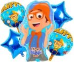 Set of 5 blippi Cartoon Foil Balloon