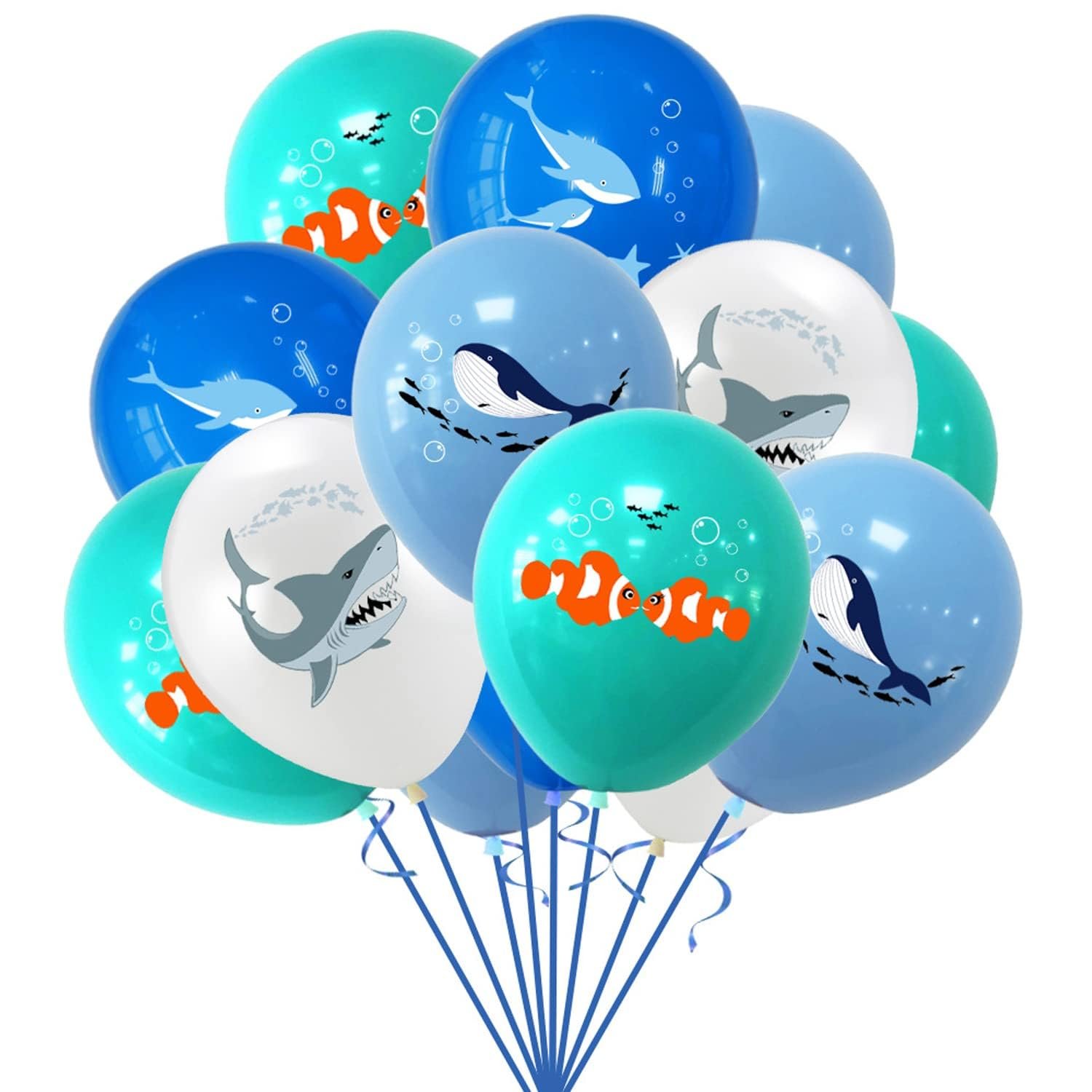 61DInbt-YiL._SL1500_ 12" Underwater Baby Shark Lobster Theme Print Latex Balloons - Image 1