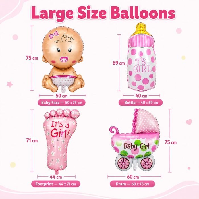 Baby Girl Foil Balloon Decoration Set - Image 2