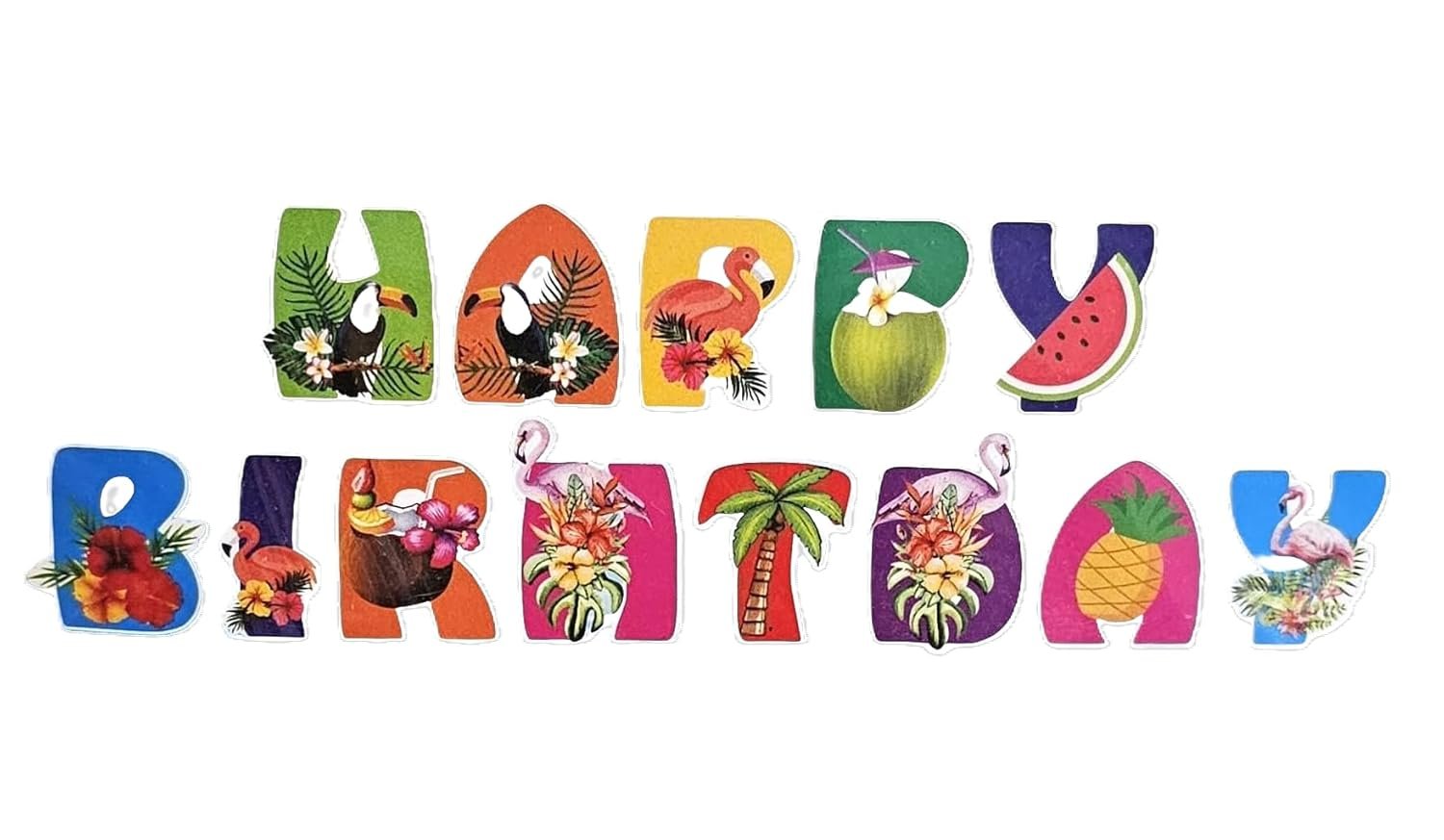 61JHrsElsdL._SL1500_ 1pc HAPPY BIRTHDAY FLAMINGO FLAGS, banner with flamingo - Image 1