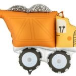 Pastel 3D Dump Truck Foil Balloon, Construction Site Theme 100x92 cm