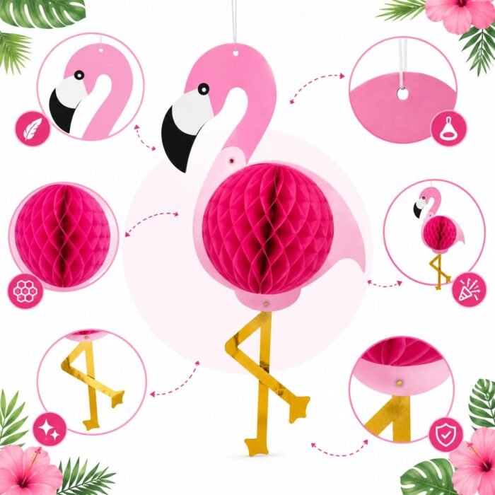 Flamingo Honeycomb Hanging Decoration - Image 4