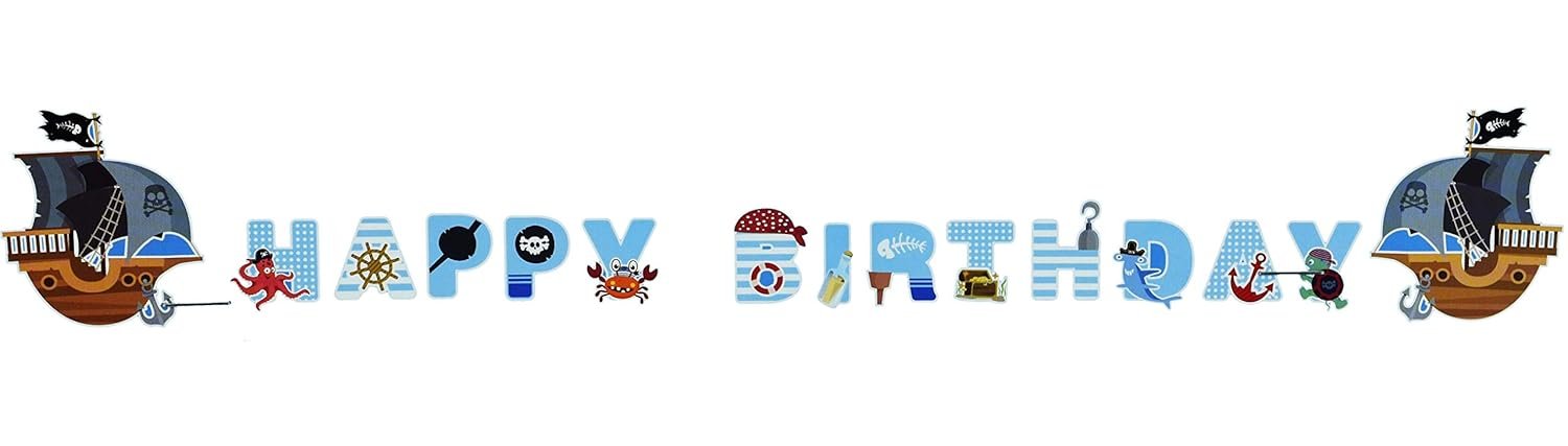 61kCsrsEdyL._SL1500_ Under The Sea Underwater Submarine Safari Animal Theme Happy Birthday Banner - Image 1