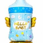 Baby Bottle Foil Balloon, Hello Baby Baby Shower Decoration BalloonADORABLE BABY BOTTLE DESIGN: Shaped like an oversized baby bottle with a cheerful 'Hello Baby' print, perfect for baby shower and welcome baby celebrations. VERSATILE INFLATION OPTIONS: Inflate with air for freestanding displays or helium for floating arrangements, giving you flexibility to suit your party setup. PREMIUM FOIL MATERIAL: Crafted from durable, high-quality foil that retains its vibrant colours and shape beautifully throughout your entire celebration. REUSABLE BALLOON: Can be carefully deflated after use and stored away for future celebrations, making it a practical and long-lasting party decoration. PERFECT PARTY DECORATION: Pairs wonderfully with pastel balloons, balloon arches, and themed décor to create stunning backdrops and memorable photo corners.