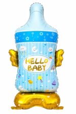 Baby Bottle Foil Balloon, Hello Baby Baby Shower Decoration BalloonADORABLE BABY BOTTLE DESIGN: Shaped like an oversized baby bottle with a cheerful 'Hello Baby' print, perfect for baby shower and welcome baby celebrations. VERSATILE INFLATION OPTIONS: Inflate with air for freestanding displays or helium for floating arrangements, giving you flexibility to suit your party setup. PREMIUM FOIL MATERIAL: Crafted from durable, high-quality foil that retains its vibrant colours and shape beautifully throughout your entire celebration. REUSABLE BALLOON: Can be carefully deflated after use and stored away for future celebrations, making it a practical and long-lasting party decoration. PERFECT PARTY DECORATION: Pairs wonderfully with pastel balloons, balloon arches, and themed décor to create stunning backdrops and memorable photo corners.