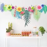 3M Tropical Flamingo Leaves Banner Flower Garland Paper Flag - Image 2