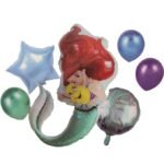 Mermaid Princess Theme Foil Balloon Set of 5 | Under Sea Birthday Balloons with Star & Round Foil for Kids Party Decoration