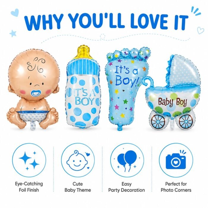 It's a Boy Foil Balloon Set for Baby Shower - Image 4