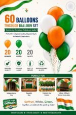 Independence Day Latex Balloons Pack of 60 | Tricolor Orange White Green - Image 3