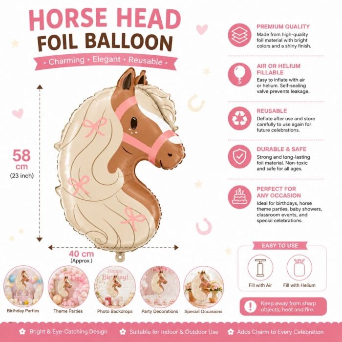 Horse Head Foil Balloon 58 cm - Image 2