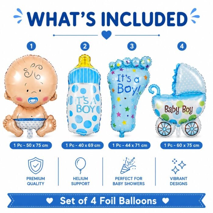 It's a Boy Foil Balloon Set for Baby Shower - Image 3