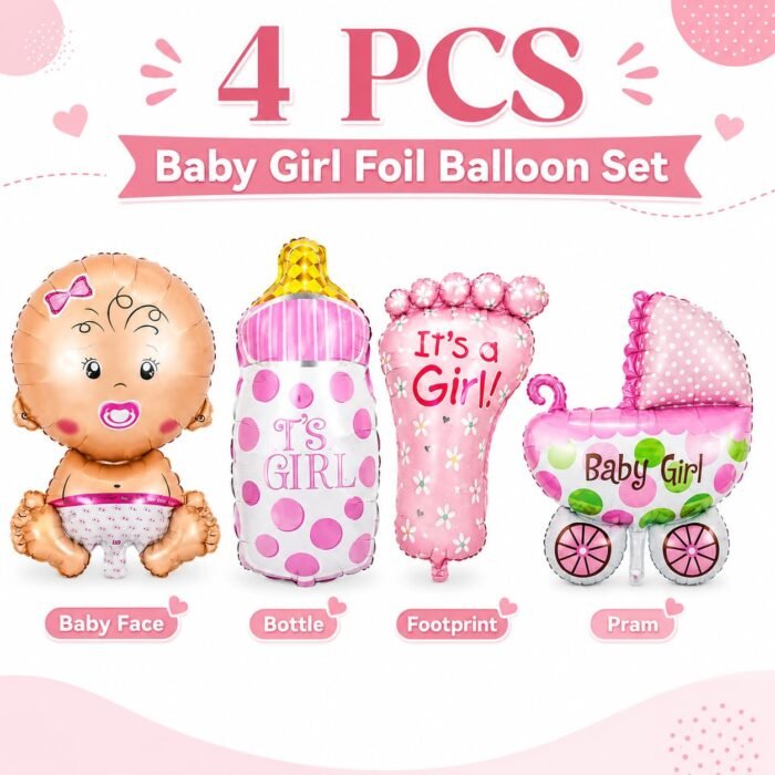 Baby Girl Foil Balloon Decoration Set - Image 6