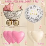 Elevate your baby shower or welcome baby party with this 7-piece pastel pink & cream foil balloon set, featuring a cradle centerpiece and 'Oh Baby' accent balloon. - Image 2
