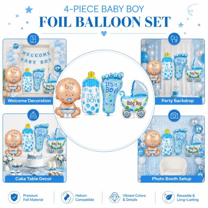 It's a Boy Foil Balloon Set for Baby Shower - Image 6