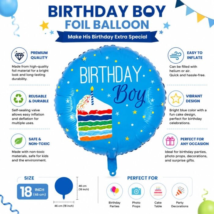 Birthday Boy Foil Balloon 18 Inch (46 cm) - Image 3