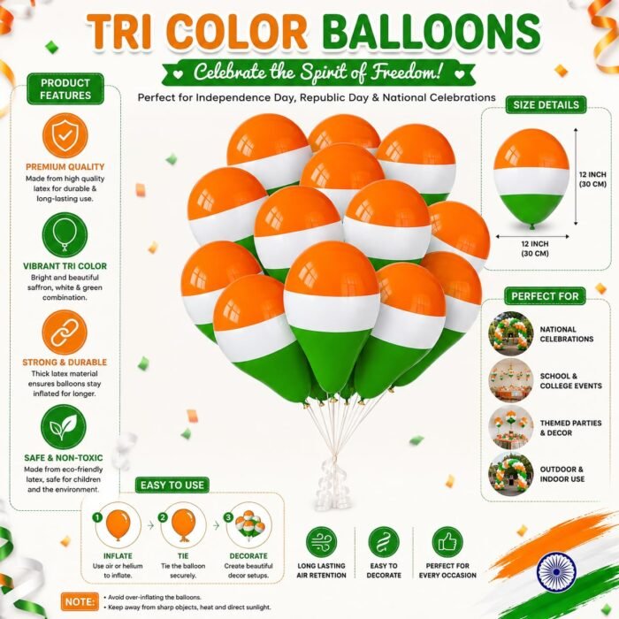Tri colour Balloons for Independence Day and Republic Day - Image 2