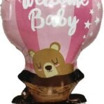 Welcome Baby Hot Air Balloon Foil Balloon | Teddy Bear Baby Shower  56 x 90