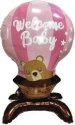 Welcome Baby Hot Air Balloon Foil Balloon | Teddy Bear Baby Shower  56 x 90